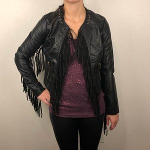 Leather Jacket with Fringe